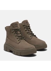 Schn&uuml;rboots Timberland "GREYFIELD MID LACE UP BOOT", Damen, Gr. 37,5, braun (medium braun nubuck), Leder, Schuhe Schn&uuml;rboots, Winterstiefel, Schn&uuml;rstiefel, Winterschuhe