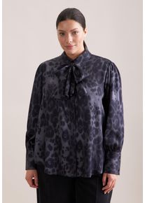 Klassische Bluse Seidensticker "Schwarze Rose", Damen, Gr. 7XL (54), grau, 100% Viskose, gemustert, regular fit, Blusen Klassische Bluse, 1/1 Druck