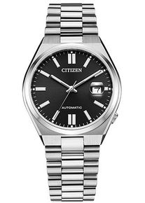 Automatikuhr Citizen "TSUYOSA 60h", silber (silberfarben, schwarz), Armbanduhren, Damen, Automatikuhr, Armbanduhr, Damenuhr, Herrenuhr, Edelstahlarmband, Saphirglas, Datum