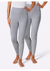 Leggings feel good, Damen, Gr. 36/38, Normalgr&ouml;&szlig;en, grau (grau, meliert), 95% Baumwolle, 5% Elasthan, unifarben, Hosen Leggings