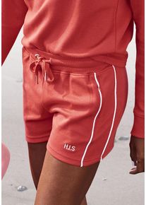 H.I.S. Shorts H.I.S, Damen, Gr. 40/42, N-Gr, rot, Interlock, Obermaterial: 60% Baumwolle, 40% Polyester, bestickt, unifarben, Basic, bequem ca. Mitte Oberschenkel, Hosen Shorts, mit Piping an der Seite