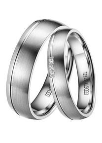 Trauring DOOSTI "Schmuck Geschenk Edelstahl Trauring Ehering Partnerring LIEBE" Gr. 56, silber (edelstahlfarben), Fingerringe, Damen, 56,mit Zirkonia, Edelstahl, 5mm, Trauring, Made in Germany, wahlweise mit oder ohne Zirkonia