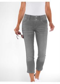 7/8-Jeans Casual Looks, Damen, Gr. 19, Kurzgr&ouml;&szlig;en, grau (grau, denim), 79% Baumwolle, 19% Polyester, 2% Elasthan, unifarben, 7/8-L&auml;nge, Jeans 7/8-Jeans