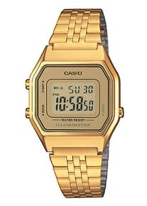 Chronograph CASIO VINTAGE, gold (goldfarben, gelbgoldfarben), Armbanduhren, Damen, Chronograph, Quarzuhr, Armbanduhr, Damenuhr, Digitaluhr, Edelstahlarmband
