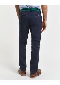 Chinohose Gant "SLIM TWILL CHINOS", Herren, Gr. 30, L&auml;nge 34, blau (marine), Twill, Obermaterial: 98% Baumwolle, 2% Elasthan, slim fit kn&ouml;chellang, Hosen Chinohose, mit gef&uuml;tterten Seitentaschen