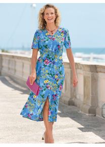 Blusenkleid Classic Basics "Kleid", Damen, Gr. 54, Normalgr&ouml;&szlig;en, blau (blau, bedruckt), 100% Viskose, gebl&uuml;mt, gemustert, Kleider Blusenkleid