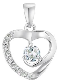 Herzanh&auml;nger Amor "9067237", silber (silberfarben, kristallwei&szlig;, kristallwei&szlig;), Schmuckanh&auml;nger, Damen, Silber 925 (Sterlingsilber), 1,3 g, Herzanh&auml;nger, mit Zirkonia (synth.)