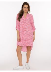 Blusentop Zwillingsherz "Rom", Damen, flieder, Web, Obermaterial: 100% Baumwolle, oversize knielang, V-Ausschnitt, Krempel&auml;rmel, Blusen Blusentop, Turn-Up &Auml;rmel, V-Neck. Leo-Muster, Musselin