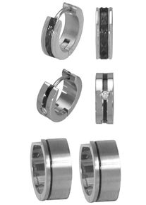 Creolen-Set Firetti "Multipack Schmuck Geschenk Ohrschmuck Creolenset", silber (silberfarben, schwarz, kristallwei&szlig;), Ohrringe, Damen, Edelstahl, Creolen-Set, mit Zirkonia (synth.)