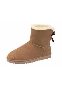 UGG Australia Schlupfboots UGG "Mini Bailey Bow 2", M&auml;dchen, Gr. 11 (42), braun (chestnut), Obermaterial: 100% Lammfell. Decksohle: 100% Lammfell. Laufsohle: 100% EVA/Kautschuk, unifarben, Schuhe Schlupfboots, Schlupfboots, Topseller