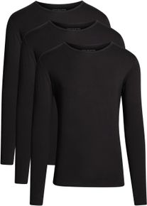 T-Shirt "3P LS Tee", Herren, Gr. L (52), schwarz (schwarz, schwarz, schwarz), Single Jersey, Obermaterial: 95% Baumwolle, 5% Elasthan, Tommy Hilfiger Underwear, unifarben, Basic, Basic h&uuml;ftlang, Rundhals, Shirts T-Shirt, mit Markenlabel