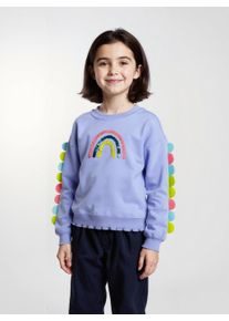 Sweatshirt Blue Seven, M&auml;dchen, Gr. 116, lila, Sweatware, Obermaterial: 95% Baumwolle, 5% Elasthan, bedruckt, unifarben, regular fit normal, Rundhals, Rippb&uuml;ndchen, Sweatshirts Sweatshirt