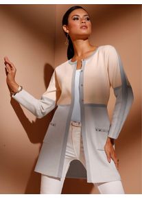 CR&Eacute;ATION L Cardigan CREATION L, Damen, Gr. 52, beige (beige, grau), 72% Viskose, 28% Polyester, gemustert, mehrfarbig, Strickjacken Cardigan