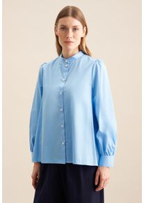 Klassische Bluse Seidensticker "Schwarze Rose", Damen, Gr. L40, blau (hellblau), 100% Baumwolle, unifarben, regular fit, ohne Ausschnitt, Blusen Klassische Bluse, 1/1 Kragen Uni