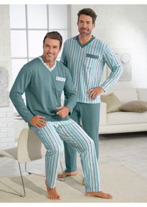 King&acute;S Club Schlafanzug KINGS CLUB, Herren, Gr. 44/46, gr&uuml;n (jade, jade, gestreift), 100% Baumwolle, Homewear-Sets Schlafanzug