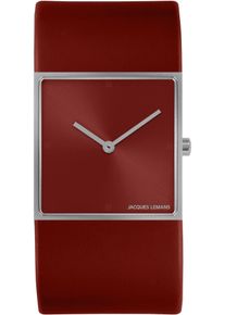 Quarzuhr Jacques Lemans "Design Collection", rot, Armbanduhren, Damen, Quarzuhr, Armbanduhr, Damenuhr, Herrenuhr, geh&auml;rtetes Crystexglas, Lederarmband