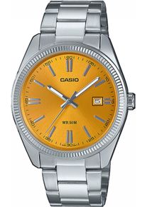Quarzuhr, silber (edelstahlfarben, gelb), CASIO TIMELESS COLLECTION, Armbanduhren, Damen, Quarzuhr, Armbanduhr, Herrenuhr, Damenuhr, Datum, Neo-Display, Edelstahlarmband