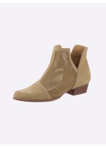 Stiefelette Heine, Damen, Gr. 38, braun (camel), Leder, Rindsleder, Veloursleder, Schuhe Stiefelette
