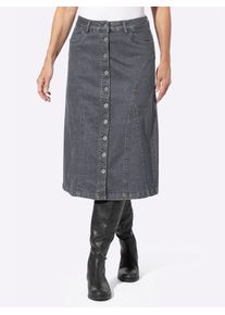 Jeansrock Inspirationen, Damen, Gr. 19, grau (grau, denim), 98% Baumwolle, 2% Elasthan, unifarben, wadenlang, R&ouml;cke Jeansrock