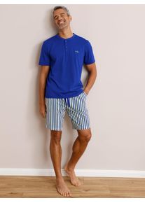 Schlafhose, Herren, Gr. 48/50, Normalgr&ouml;&szlig;en, royalblau, apfel, gestreift, 100% Baumwolle, gemustert, gestreift, mehrfarbig, Hosen Schlafhose
