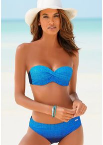 B&uuml;gel-Bandeau-Bikini Lascana, Damen, Gr. 46, Cup E, blau, Polyamid, Farbverlauf, bedruckt, Bikini-Sets B&uuml;gel-Bandeau-Bikini, mit Farbverlauf