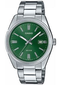 Quarzuhr, silber (silberfarben, dunkelgr&uuml;n), CASIO TIMELESS COLLECTION, Armbanduhren, Damen, Quarzuhr, Armbanduhr, Herrenuhr, Damenuhr, Datum, Neo-Display, Edelstahlarmband