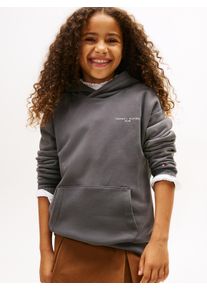 Kapuzensweatshirt Tommy Hilfiger "MINI CORP HOODIE", Jungen, Gr. 5 (110), schwarz (washed schwarz), Sweatware, Obermaterial: 80% Baumwolle, 20% Polyester, unifarben, regular fit normal, Rundhals, eingesetzt Rippb&uuml;ndchen, Sweatshirts Kapuzensweatshirt, Kinder bis 16 Jahre