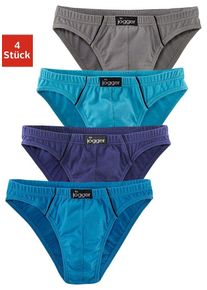 Slip Le Jogger "Minislip", Herren, Gr. 6, 4 Stk., blau (t&uuml;rkis, grau, navy, royalblau), Jersey, Obermaterial: 95% Baumwolle, 5% Elasthan, unifarben mit Farbeinsatz, k&ouml;rpernah, Unterhosen Slip, knappe Form, sch&ouml;ne Farben mit kontrastfarbenen Pipings, Topseller