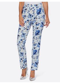 Webhose Classic Basics, Damen, Gr. 46, Normalgr&ouml;&szlig;en, bunt (wei&szlig;, marine, bedruckt), 85% Polyester, 12% Viskose, 3% Elasthan, gebl&uuml;mt, gemustert, mehrfarbig, lang, Hosen Webhose