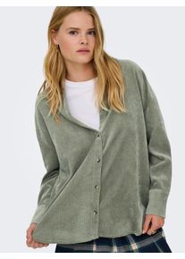Langarmbluse Only "ONLMARIKE LIFE L/S CORD LOOSE SHIRT PNT", Damen, Gr. S, smokey olive, Web, Obermaterial: 88% Polyester, 10% Nylon, 2% Elasthan, unifarben, loose fit, Blusen Langarmbluse