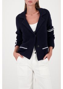 Strickjacke monari, Herren, Gr. 34, marine, Strick, Obermaterial: 50% Baumwolle, 50% Polyacryl, unifarben, regular fit normal, V-Ausschnitt, B&uuml;ndchen, Strickjacken Strickjacke, Reverskragen, Regular Fit, verdeckter Druckknopfverschluss