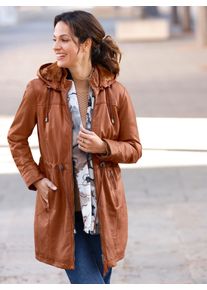 Lederjacke Mainpol, Damen, Gr. 46, braun (cognac), 100% Lammnappaleder, Pelzimitat:100% Polyester, unifarben, Jacken Lederjacke