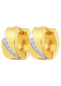 Adelia&acute;s Paar Creolen ADELIA&acute;S "Damen Ohrringe &iquest; Klappcreole aus Edelstahl mit Strass Steinchen", gold, Ohrringe, Damen, Edelstahl, Paar Creolen