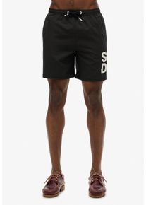 Badeshorts Superdry "SPORTSWEAR LOGO 17 SWIM SHORT", Herren, Gr. XXL, N-Gr, schwarz, Web, Polyester, bedruckt, Badehosen Badeshorts