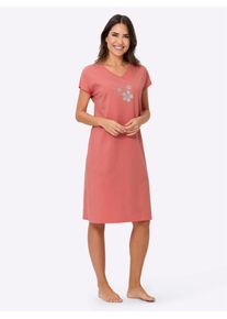 Nachthemd "Nachthemd", Damen, Gr. 36/38, Normalgr&ouml;&szlig;en, orange (koralle), 100% Baumwolle, gemustert, mehrfarbig, unifarben, Kleider Nachthemd