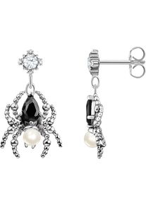 Paar Ohrh&auml;nger Thomas Sabo "Spider Romance, Spinnen-Design", bunt (silberfarben, wei&szlig;, schwarz, wei&szlig;, schwarz), Ohrringe, Damen, 3,5mm, Perlen Silber 925 (recycelt), Perlen, Silber 925 (recycelt), Paar Ohrh&auml;nger, mit Zirkonia (synth.) - mit S&uuml;&szlig;wasserzuchtperle