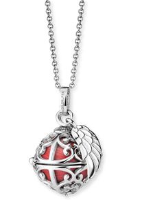 Kette mit Anh&auml;nger Engelsrufer "Schmuck Geschenk Engelsrufer Relaunch mit Fl&uuml;gelanh&auml;nger" Gr. XS, rot (silberfarben, perlmuttfarben, rot), Halsketten, Damen, XS, Messing Silber 925 (Sterlingsilber), L: 50 B: 1,33mm, Messing, Silber 925 (Sterlingsilber), Kette mit Anh&auml;nger, B:1,33mm