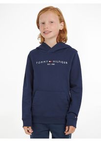 Kapuzensweatshirt Tommy Hilfiger "ESSENTIAL HOODIE", Jungen, Gr. 4/104, blau (marine), Obermaterial: 100% Baumwolle, bestickt, Basic schmal, Rippb&uuml;ndchen, Sweatshirts Kapuzensweatshirt, Kinder Kids Junior MiniMe,f&uuml;r Jungen und M&auml;dchen