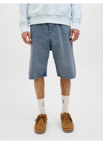 Jack & Jones Shorts JACK & JONES, Herren, Gr. S, N-Gr, blau (blau denim), Denim/Jeans, Obermaterial: 100% Baumwolle, Abriebeffekte, relaxed fit kniebedeckend, Hosen Shorts