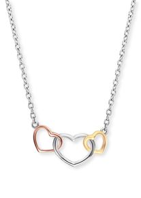 Kette mit Anh&auml;nger Engelsrufer "3 HERZEN TRICOLOR", rosa (silberfarben, gelbgoldfarben, ros&eacute;goldfarben), Halsketten, Damen, Silber 925 (Sterlingsilber), L: 44, Kette mit Anh&auml;nger