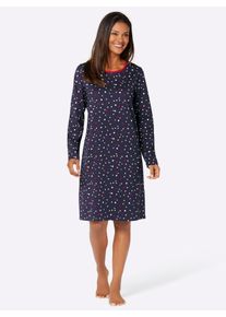 w&auml;schepur Nachthemd W&Auml;SCHEPUR "Nachthemd", Damen, Gr. 40/42, Normalgr&ouml;&szlig;en, blau (marine, bedruckt), 100% Baumwolle, bedruckt, gemustert, gepunktet, Kleider Nachthemd