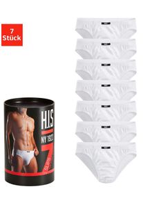 H.I.S. Slip H.I.S "Unterhosen f&uuml;r Herren", Herren, Gr. 3 (XS), 7 Stk., wei&szlig;, Jersey, Obermaterial: 95% Baumwolle, 5% Elasthan, unifarben, k&ouml;rpernah, Unterhosen Slip, aus Baumwoll-Mix in einer Dose verpackt, Topseller