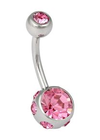 Bauchnabelpiercing Firetti "Schmuck Geschenk Piercing K&ouml;rperschmuck", bunt (stahlgrau, rosa, rosa), Piercings, Damen, Chirurgiestahl, Bauchnabelpiercing, mit Kristall