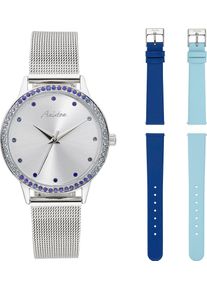 Quarzuhr, silber (silberfarben, blau, hellblau), ANISTON JEWELRY & WATCHES, Armbanduhren, Damen, Quarzuhr, Armbanduhr, Damenuhr, neue Kollektion