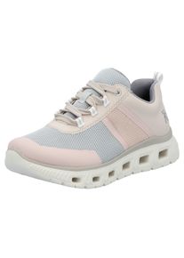 Sneaker RIEKER SPORT, Damen, Gr. 38, beige (hellbeige kombiniert), Lederimitat, Textil, Schuhe Sneaker, in veganer Verarbeitung, Freizeitschuh, Halbschuh, Schn&uuml;rschuh, Topseller
