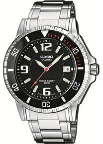 Quarzuhr, silber (silberfarben, schwarz), CASIO TIMELESS COLLECTION, Armbanduhren, Herren, Quarzuhr, Armbanduhr, Herrenuhr, Datum, bis 20 bar wasserdicht, Edelstahlarmband