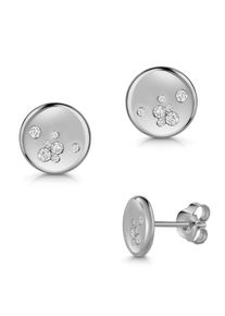 Paar Ohrstecker Firetti "Schmuck Geschenk Silber 925 Ohrschmuck Ohrringe Kreis rund", silberfarben, kristallwei&szlig;, kristallwei&szlig;, Ohrringe, Damen, Silber 925 (Sterlingsilber), Paar Ohrstecker, Made in Germany - mit Zirkonia (synth.)