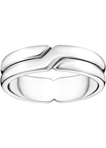 Fingerring Thomas Sabo "Gekreuztes Silberring-Duo" Gr. 64, silber (silberfarben), Fingerringe, Damen, 64, Silber 925 (recycelt), 6mm, Fingerring