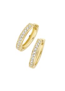 Paar Creolen Smart Jewel "Klappcreolen mit Zirkonia Steinen, Silber 925", gold, Ohrringe, Damen, Silber 925 (Sterlingsilber), Paar Creolen