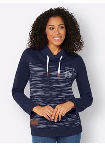 Langarmshirt Casual Looks "Shirt", Damen, Gr. 36, blau (marine, bedruckt), 50% Baumwolle, 50% Polyester, gemustert, mehrfarbig, Shirts Langarmshirt